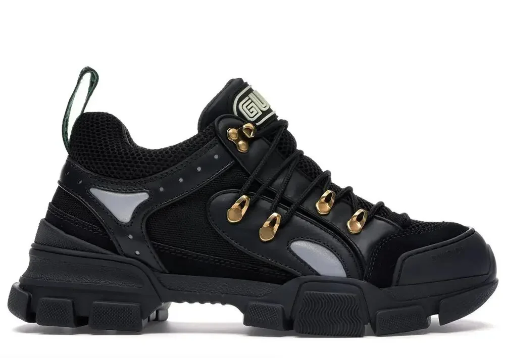 GUCCI Flashtrek Sega Chunky Sneaker Hiking Leather Black Sz 10.5
